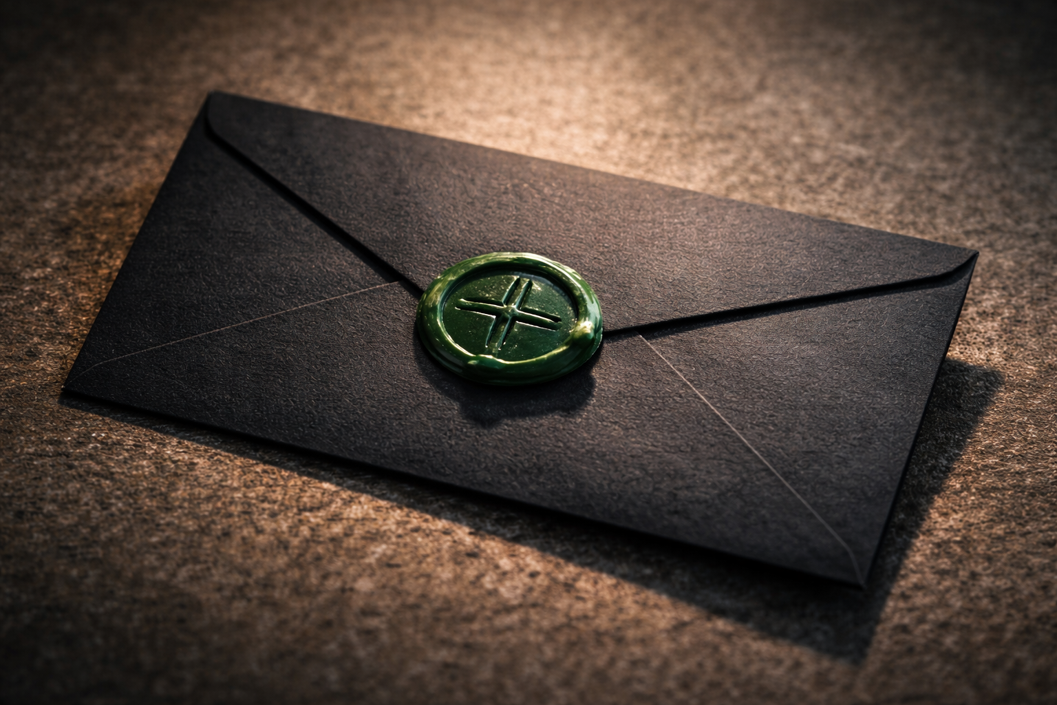 Sealed invitation with green wax seal — vetted applicants only